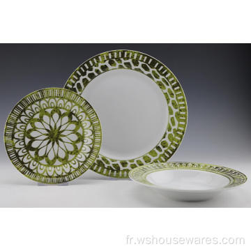 12pcs nouveau set de dîner en porcelaine design avec décalcomanies